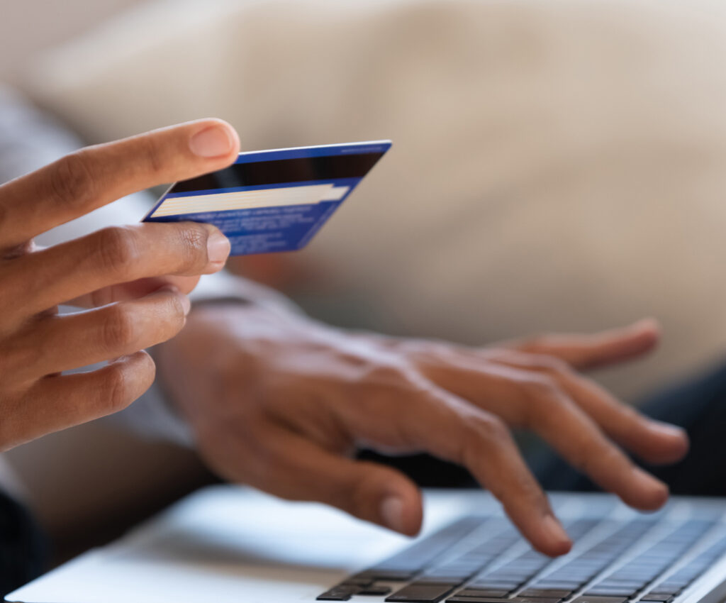 Close-up of a girl holding a bank card